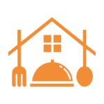 Signet des Magdeburger Küchenstudios: Haus mit Besteck